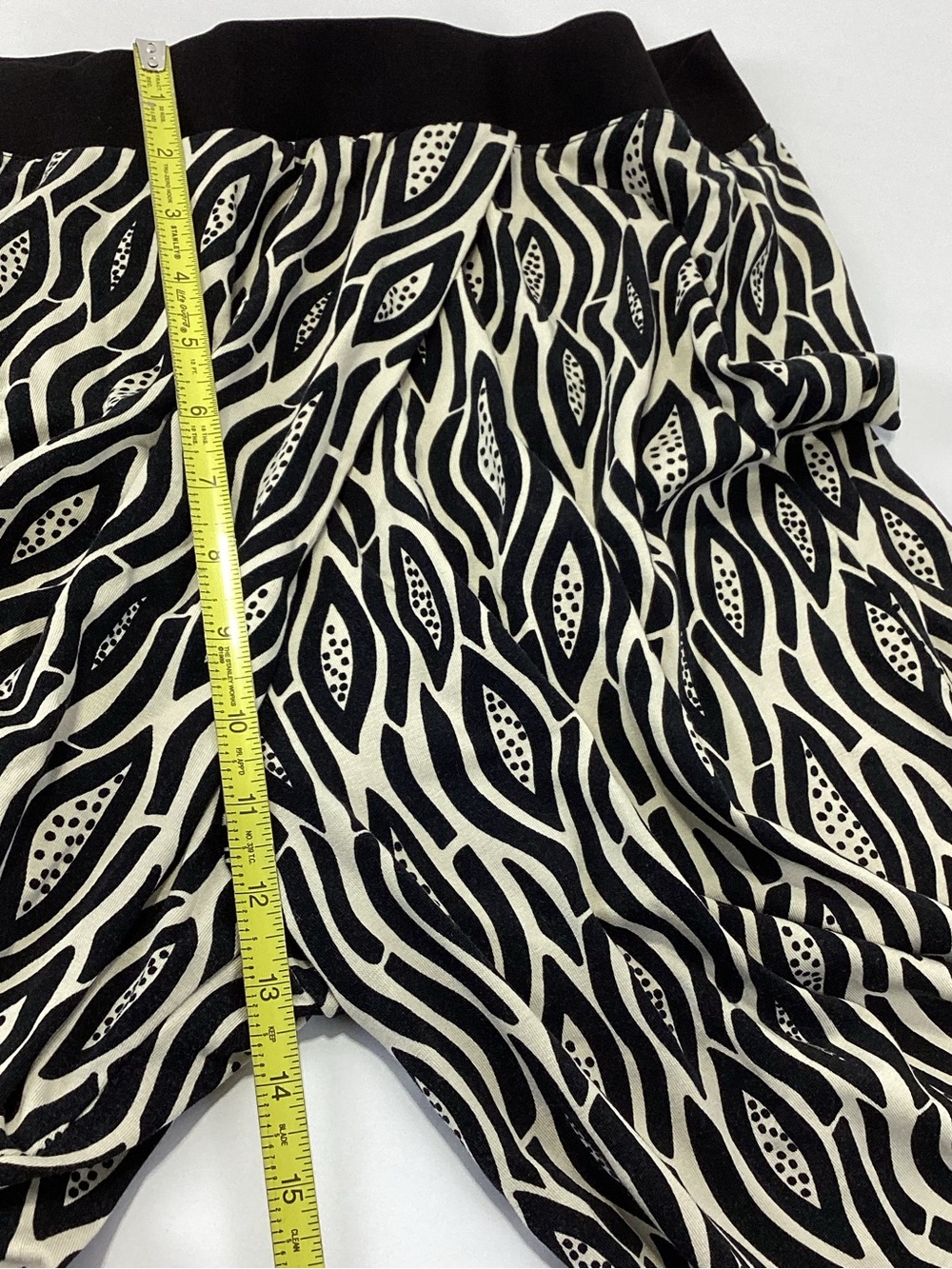 Gudrun Sjoden Pull On Flow Pants Black & Cream Patterned Wide-Leg Cross Front XL - Picture 9 of 10